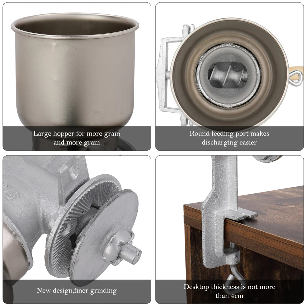 Kitchen Tools Mills Hand Cranking Operation Grain Grinder Silver