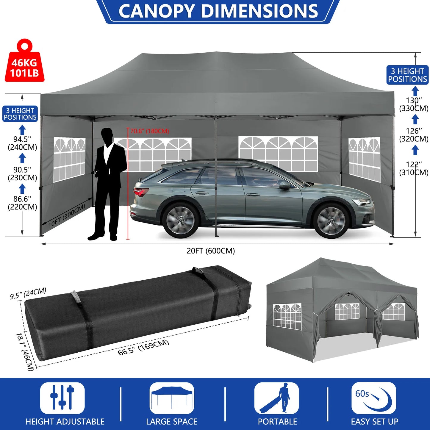10x20 Heavy Duty Pop up Canopy Tent