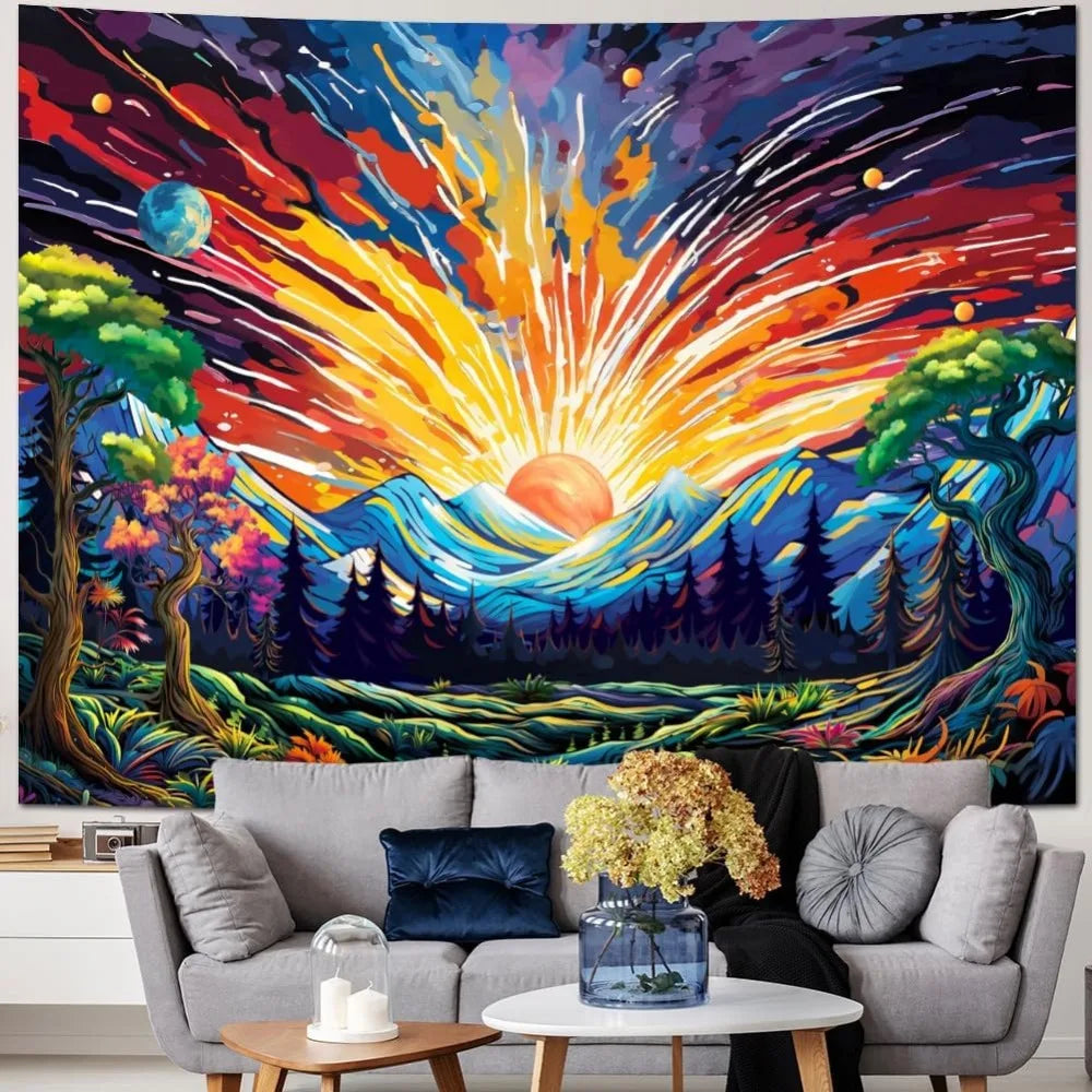 Wall art tapestry, Sun Hill natural landscape