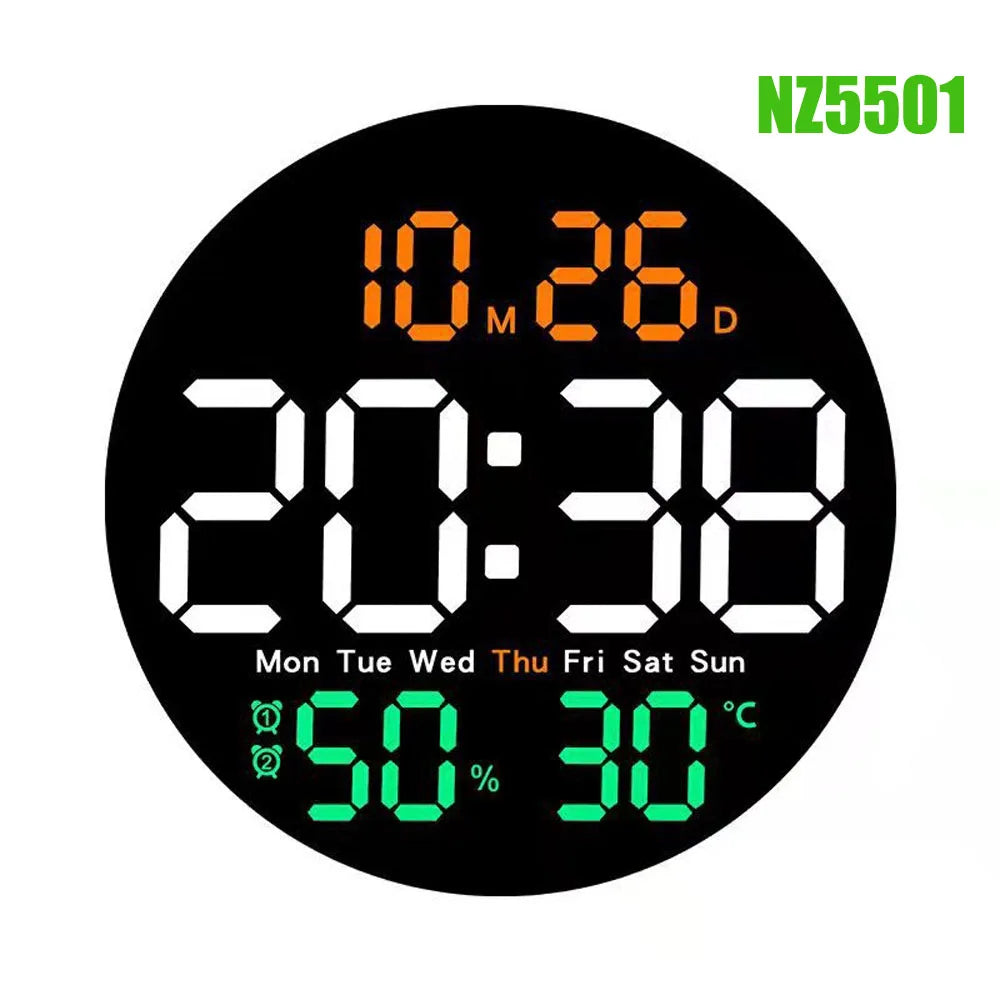 Remote Control 10 inch Colorful Led Wall Calendar Clock