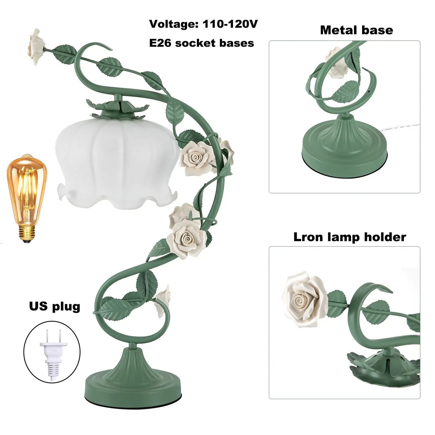 Green Flower Petal Table Lamp