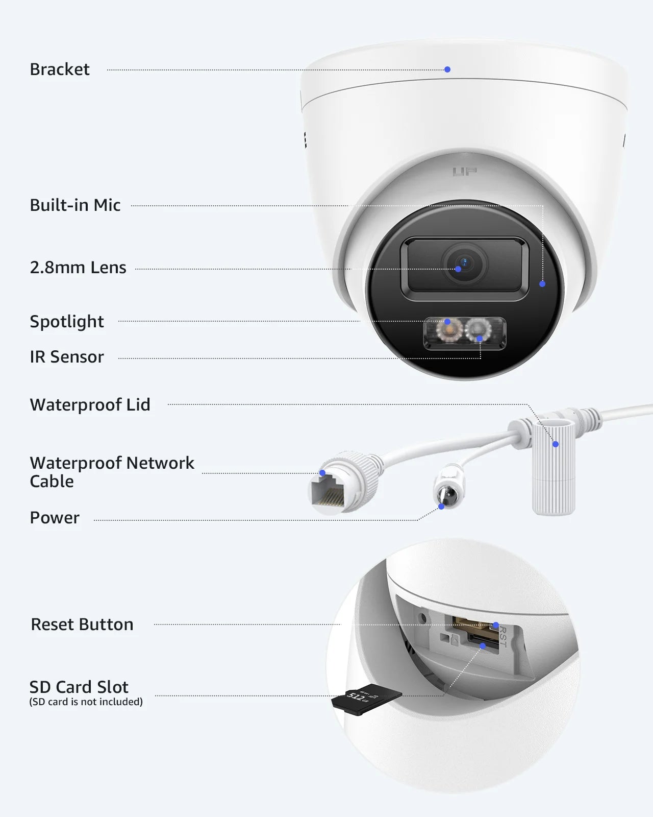 12MP Outdoor Smart Dual Light PoE Security Camera Color & Night Vision