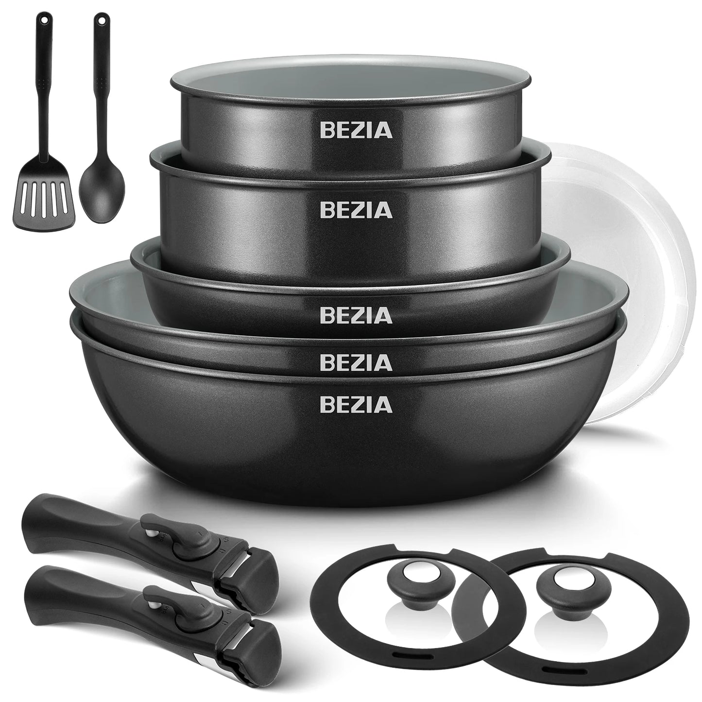 Induction Cookware Nonstick Pots and Pans Set 13pcs with Detachable Handles
