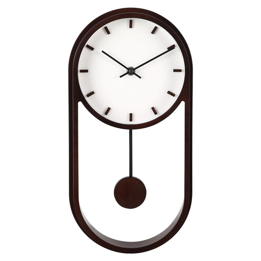Indoor Faux Wood Pendulum Analog Wall Clock