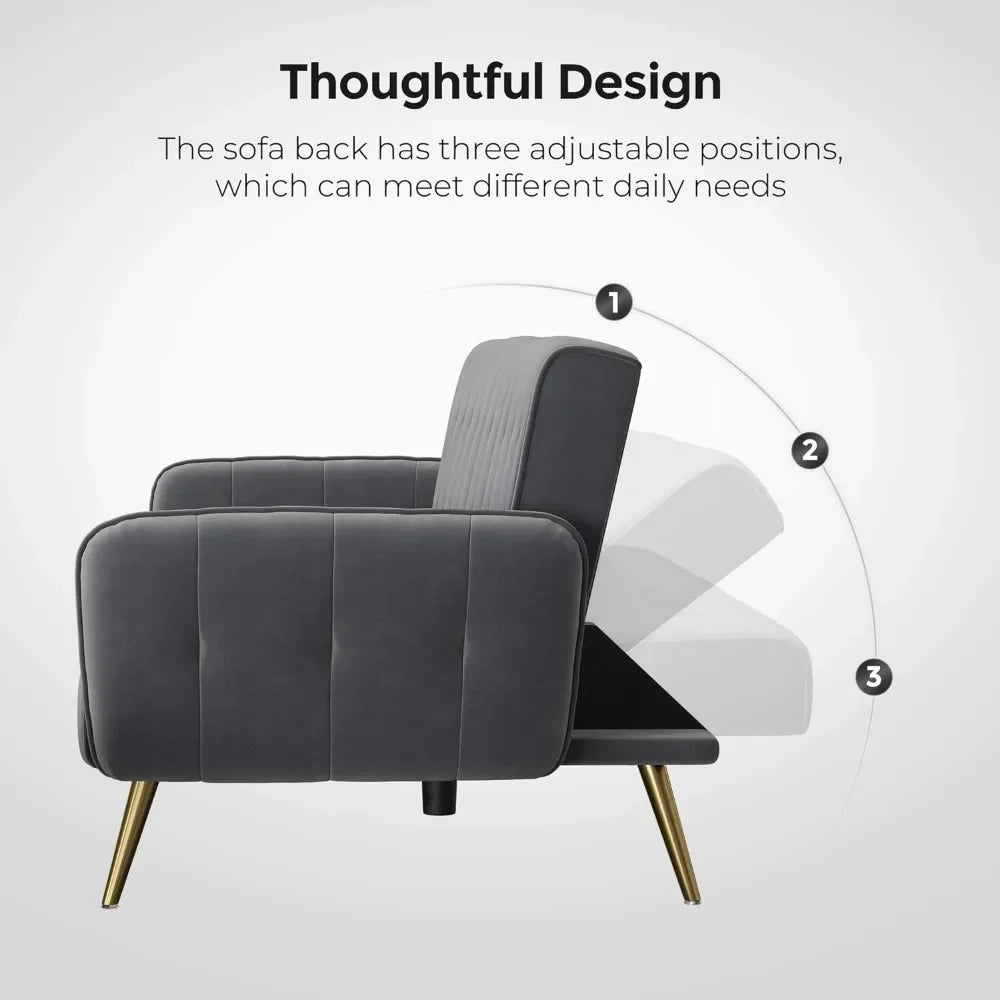 Convertible Couch With 2 Cup Holders and Removable Armrests