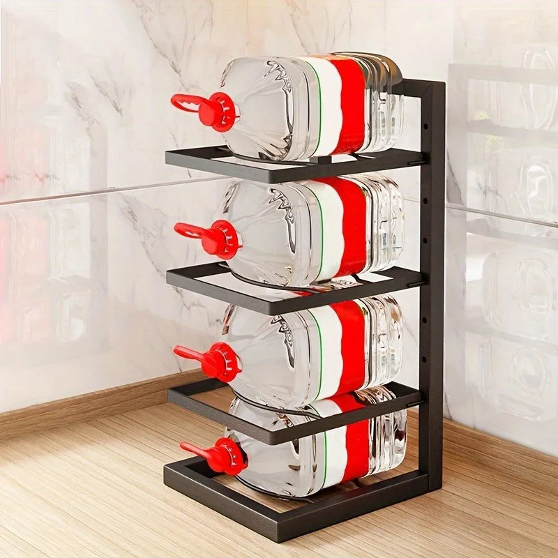 1pc Height Adjustable Three And Four Tier Pot Rack Storage