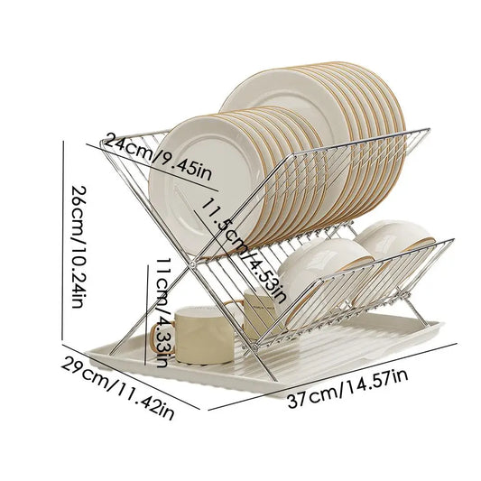 Folding Dish Drying Rack Carbon Steel/Stainless Steel Dish Drainers