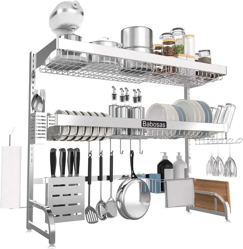 Over The Sink Dish Drainer Drying Rack, 3 Tier Adjustable