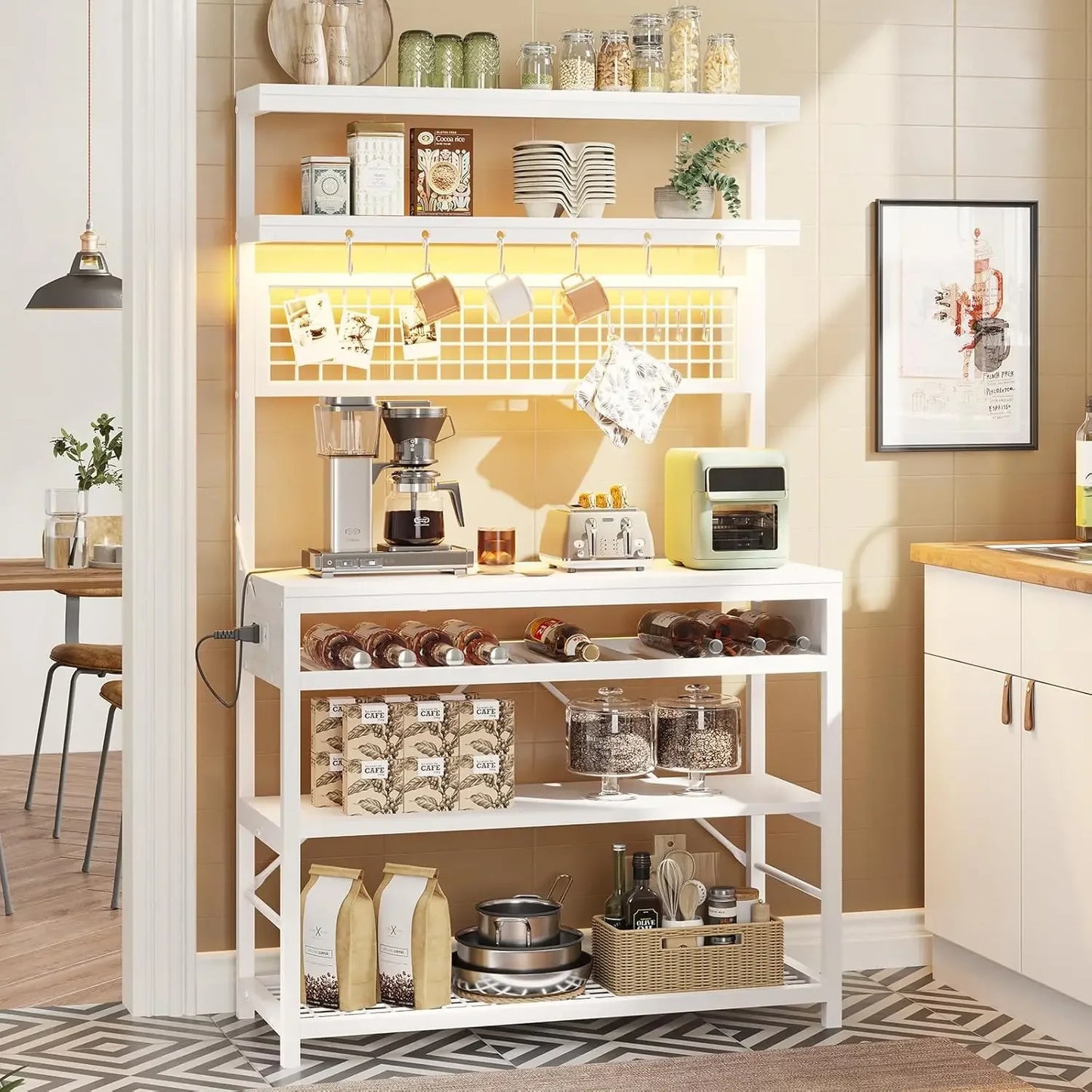 Bakers Rack with Power Outlet, 6-Tier