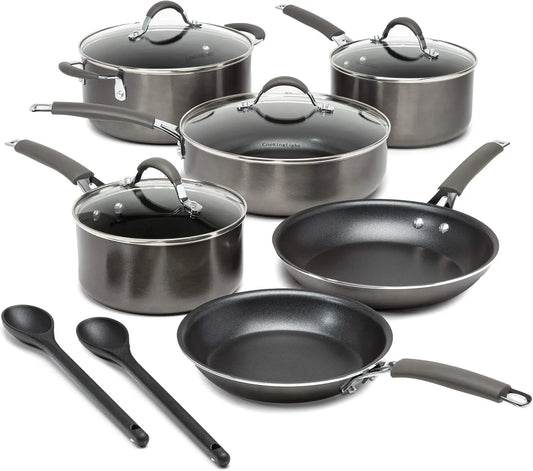 Cooking Light Nonstick Ceramic Pots and Pans Set with Silicone Stay Cool Handles