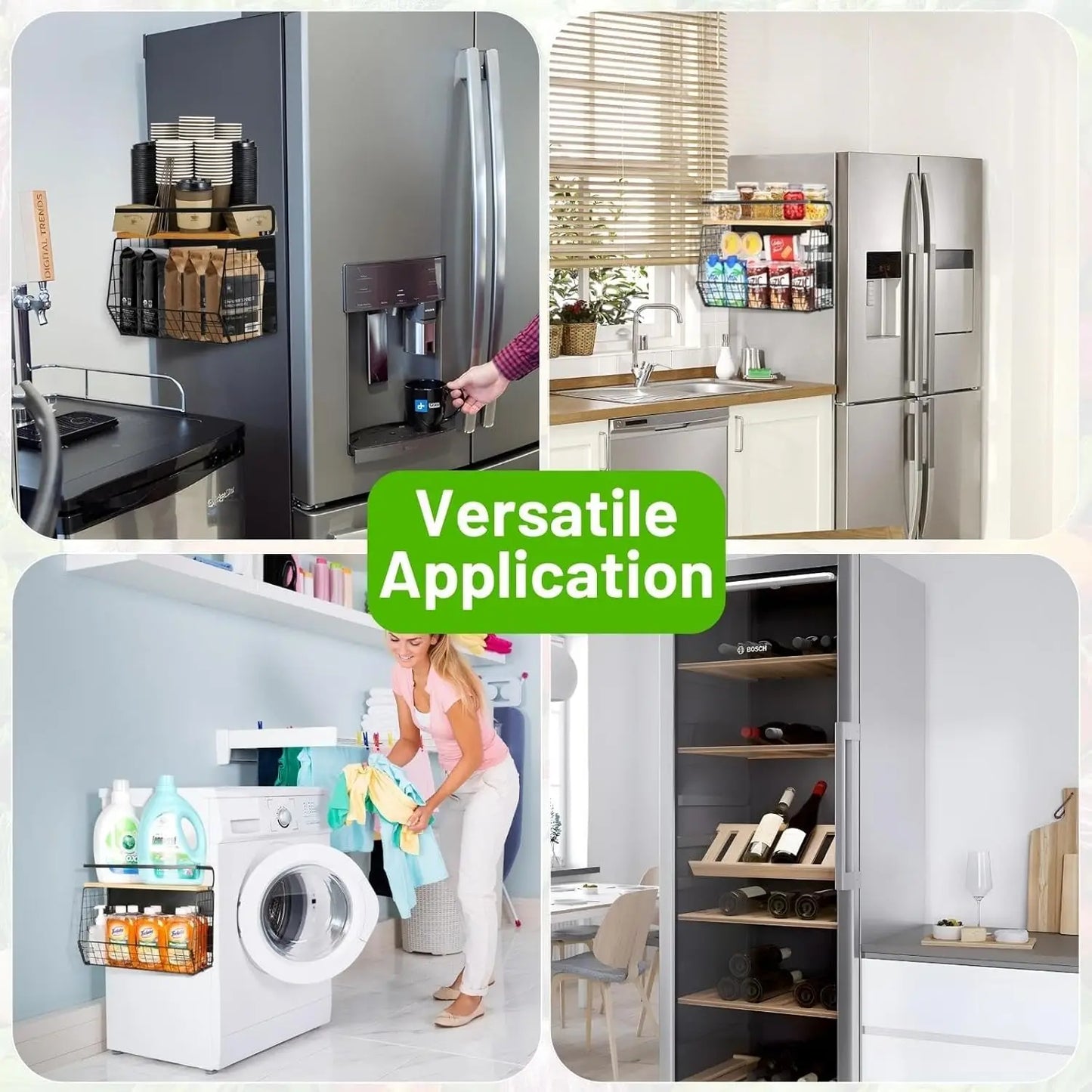 Magnetic Shelf for Refrigerator with Wood Lid