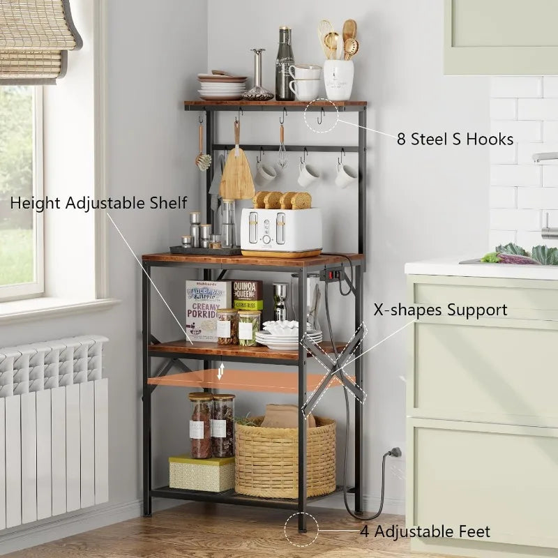 Kitchen Bakers Rack with Power Outlet