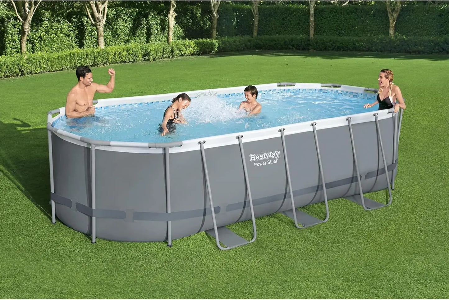 Oval Metal Frame Above Ground Outdoor Swimming Pool Set