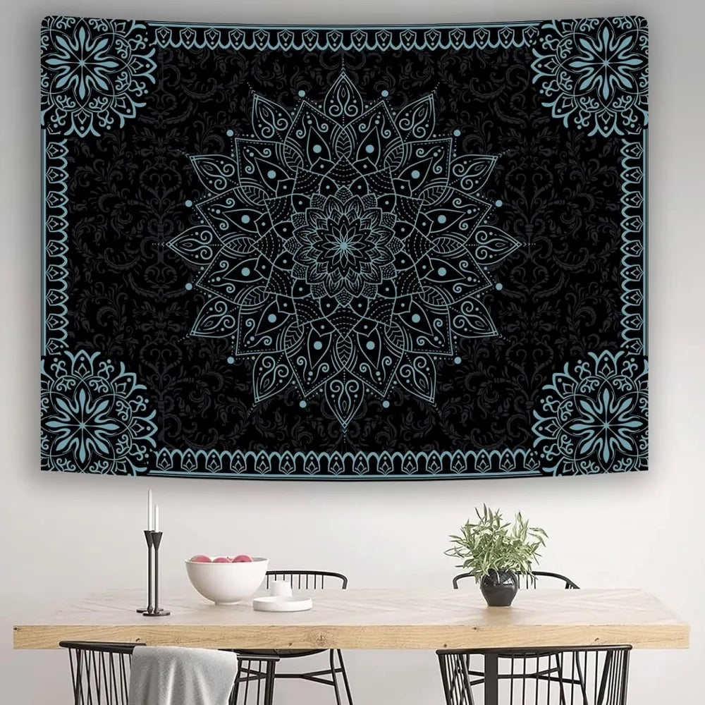Simpkili Black Mandala Tapestry