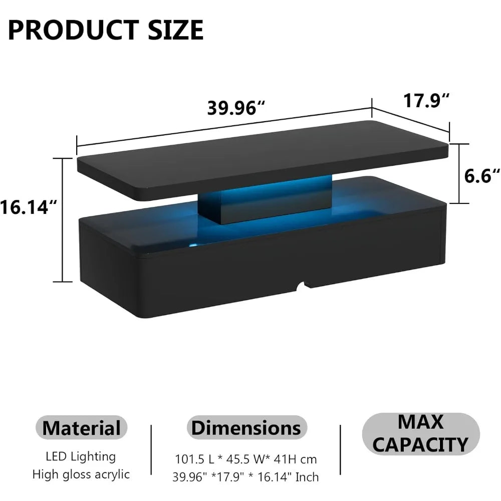 Modern Stylish Coffee Table with 16 Colors LED Lights