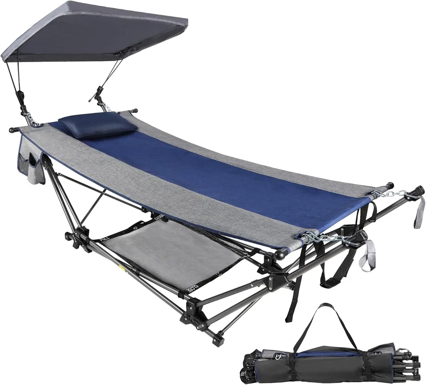 Folding Hammock with Removable Canopy and Pillow
