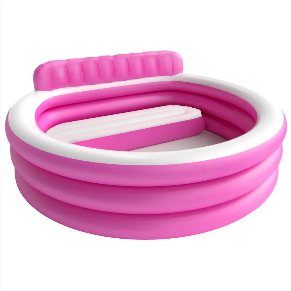 Round Lounge Inflatable Pool with Seats and Backrest for Kids