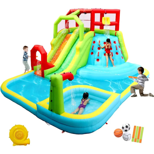 Inflatable Water Slide Park with Splash Pool Climb The Wall
