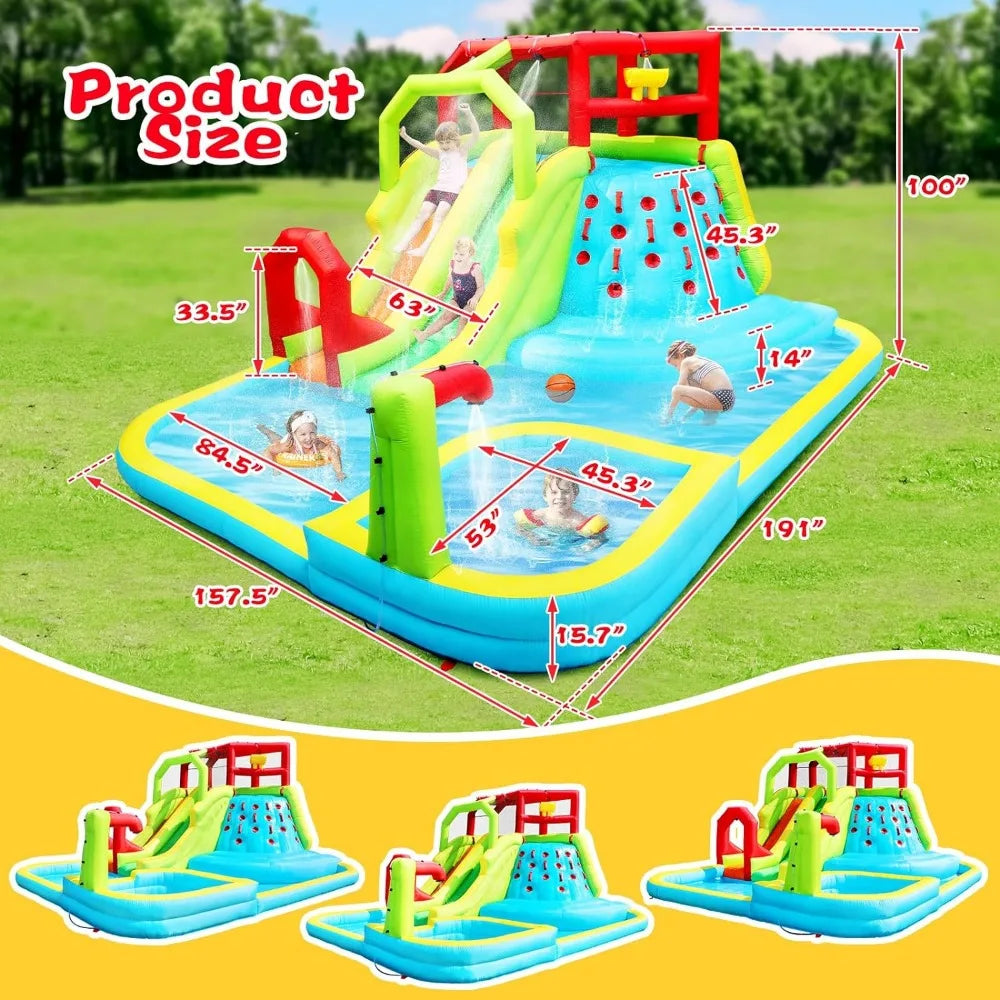 Inflatable Water Slide Park with Splash Pool Climb The Wall