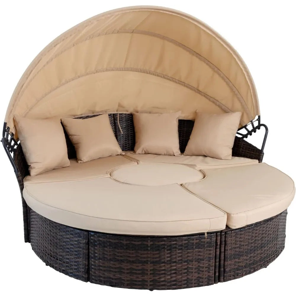 Outdoor Daybed with Retractable Canopy, All-Weather
