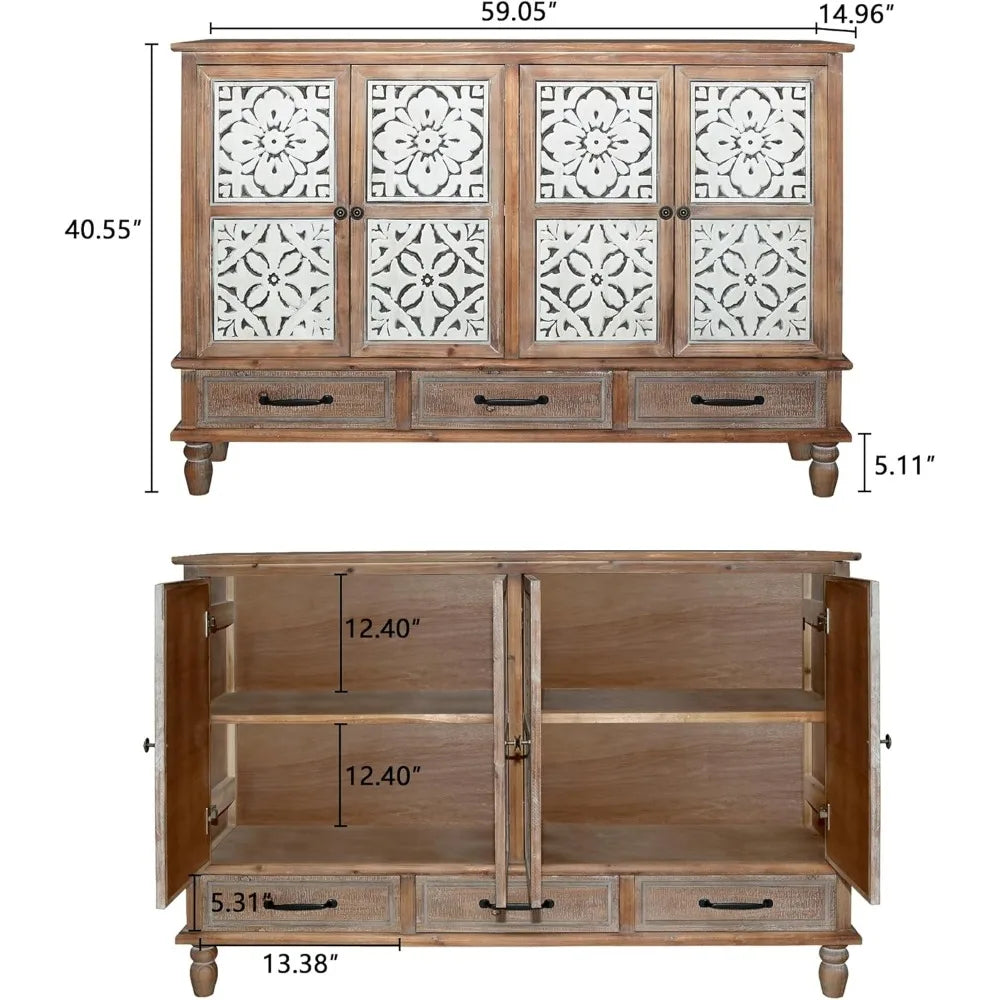 Accent Cabinet with 4 Doors & 3 Drawers