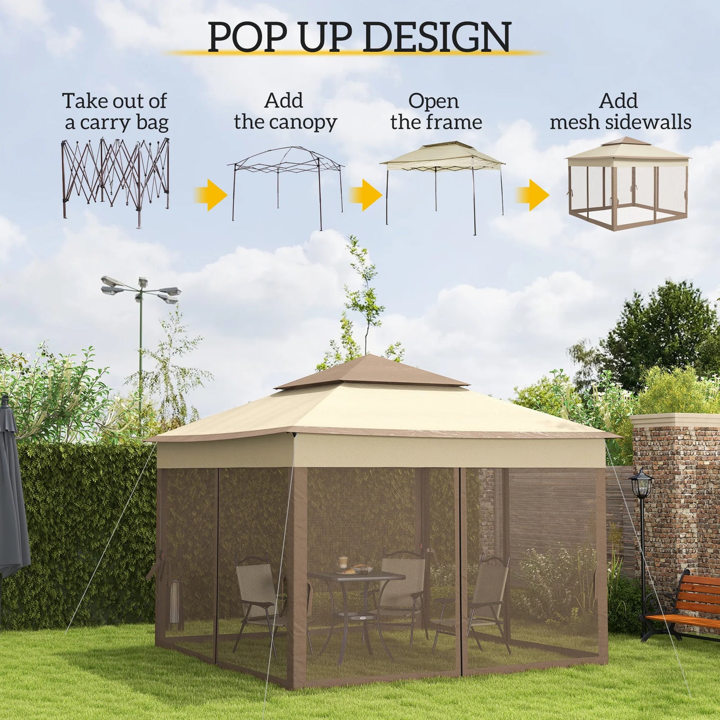 11' X 11' Outdoor 2-Tier Pop up Gazebo Portable Party Tent