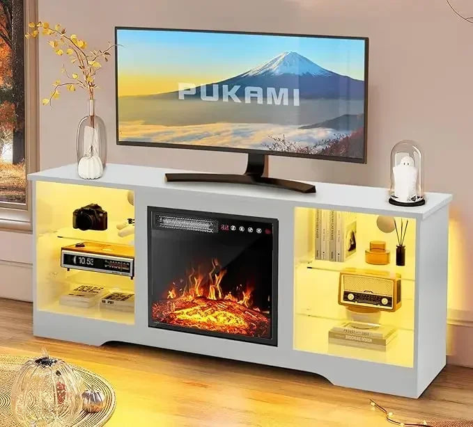 Fireplace TV Stand with 18" Fireplace for Living Room