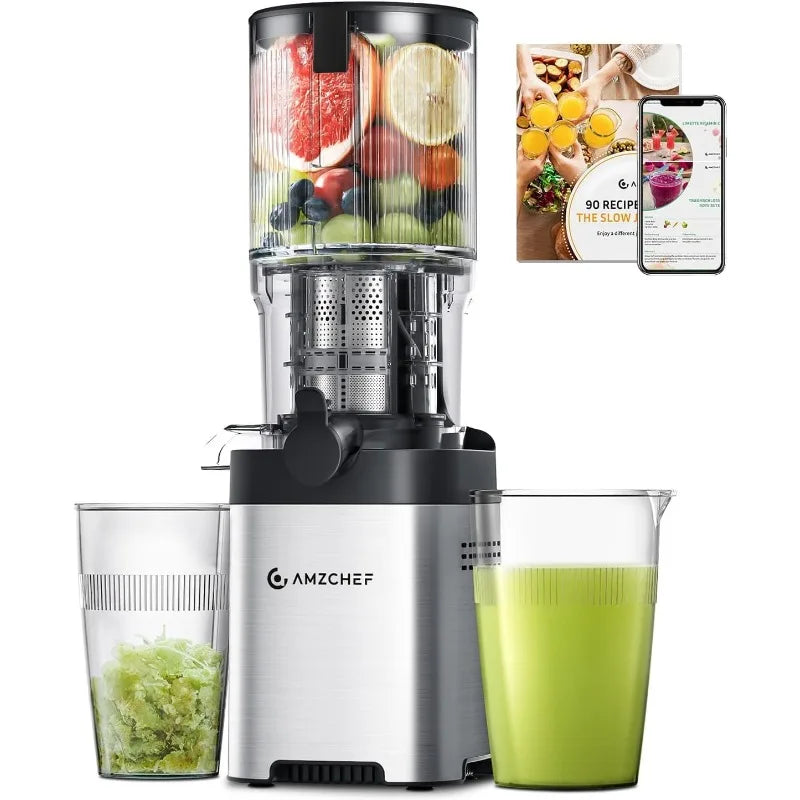 Cold Press Juicer,5 .2" Large Feed Chute for Whole Fruits & Vegetables,