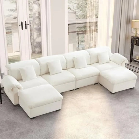 Modular Sleeper Sofa with Storage, 4 Lumbar Pillows