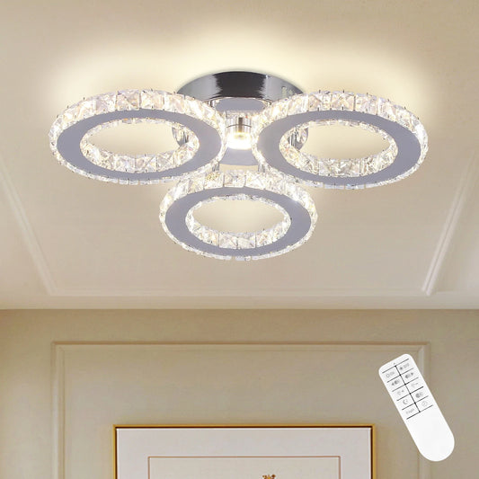 3-Circle Crystal Dimmable Ceiling Light