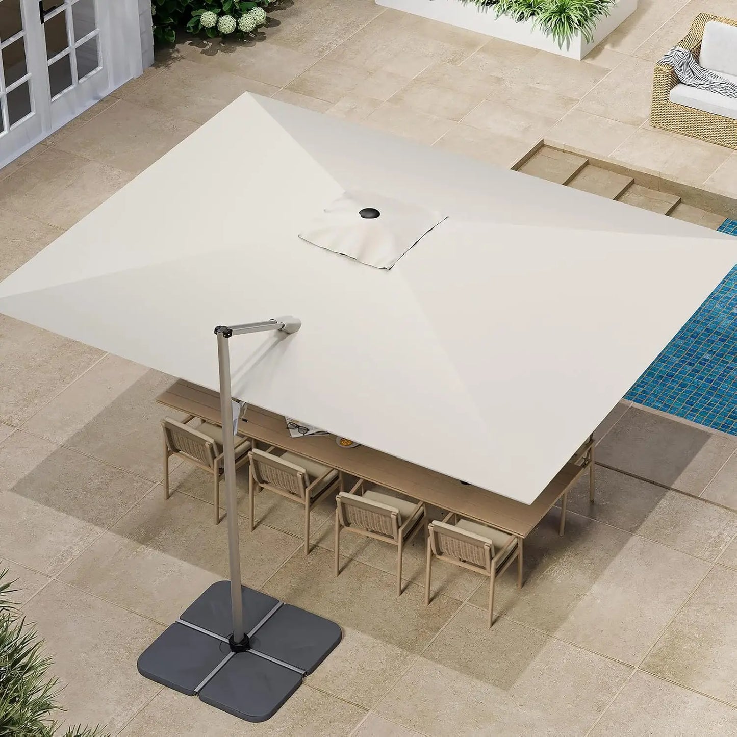 Cantilever Patio Rotation Rectangular Outdoor Umbrella