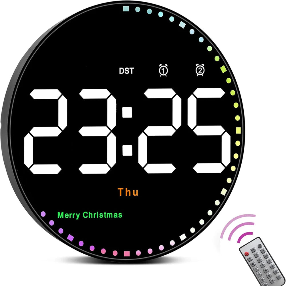 Remote Control 10 inch Colorful Led Wall Calendar Clock