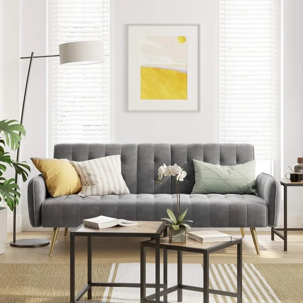 Convertible Couch With 2 Cup Holders and Removable Armrests