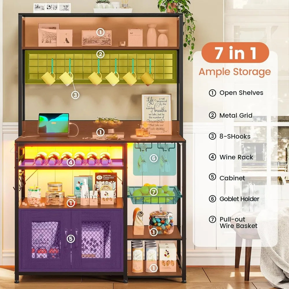 Kitchen Bakers Rack with Storage Shelves