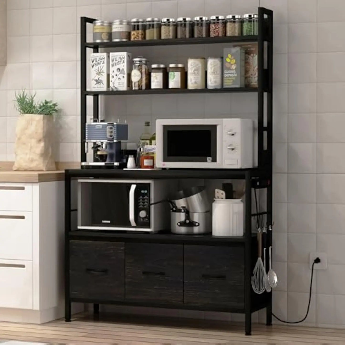 Kitchen Bakers Rack with Power Outlet