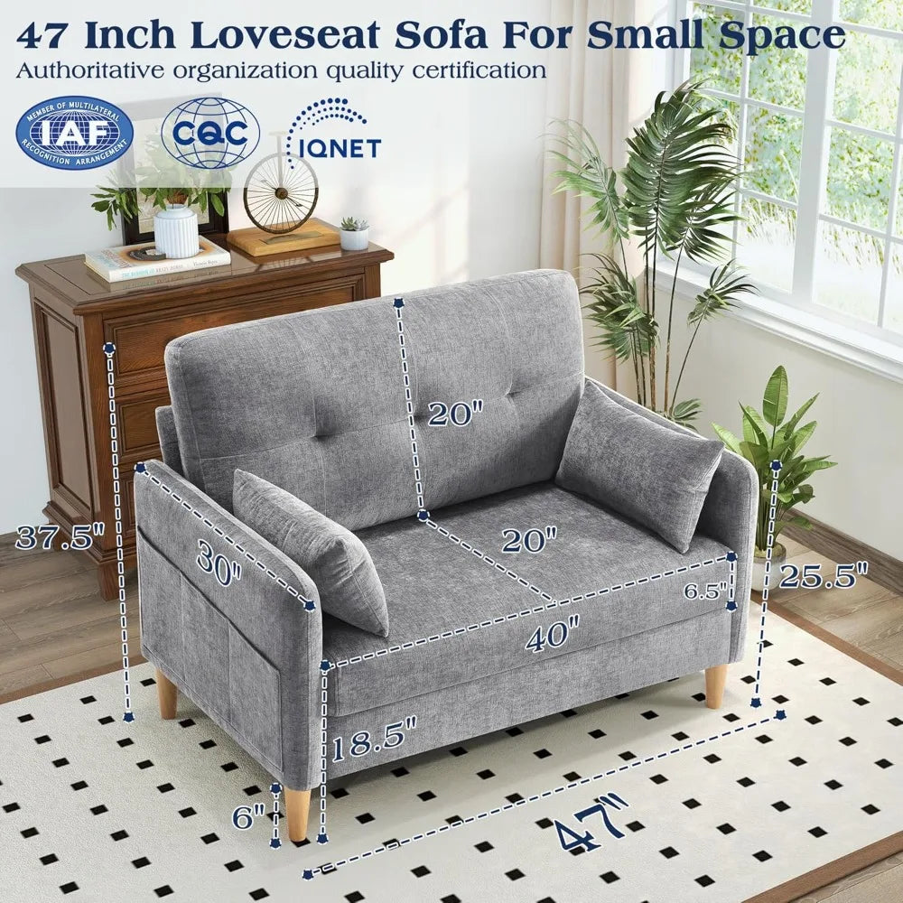 Loveseat Sofa, 47” Small Couch for Living Room