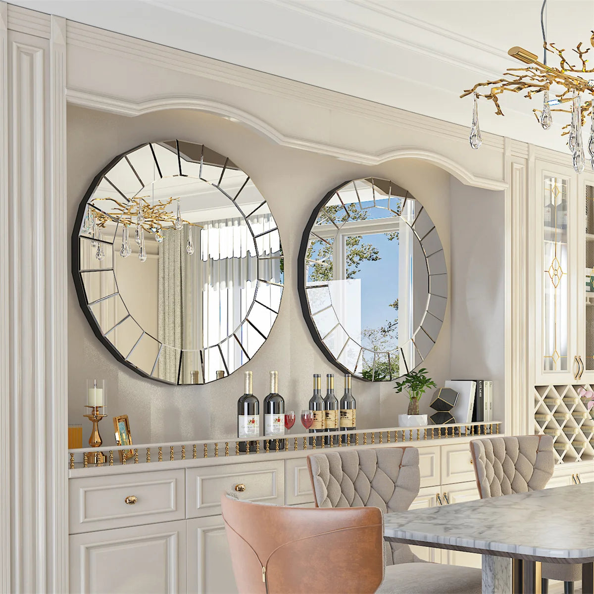 31.5" Circle Large Round Decorative Mirrors for Wall Decor