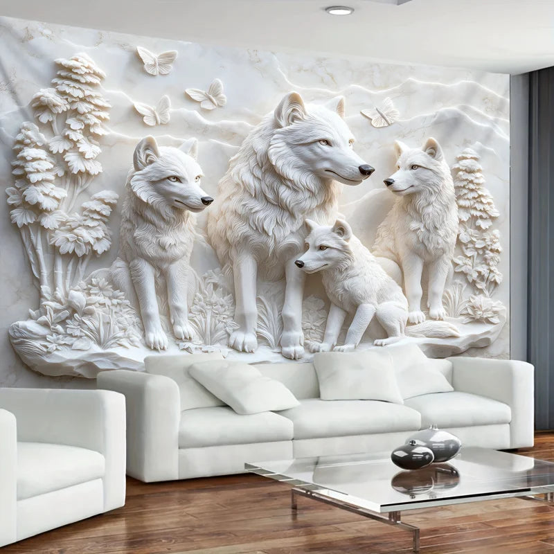 Harmonious Wolves 3D Wall Hanging Tapestry