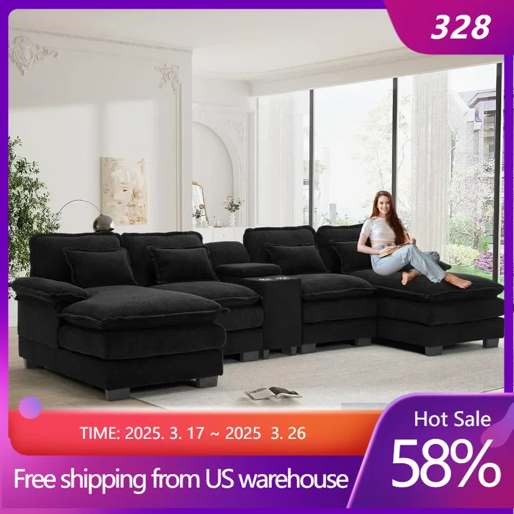 Comfy Black Sectional Couches for Living Room