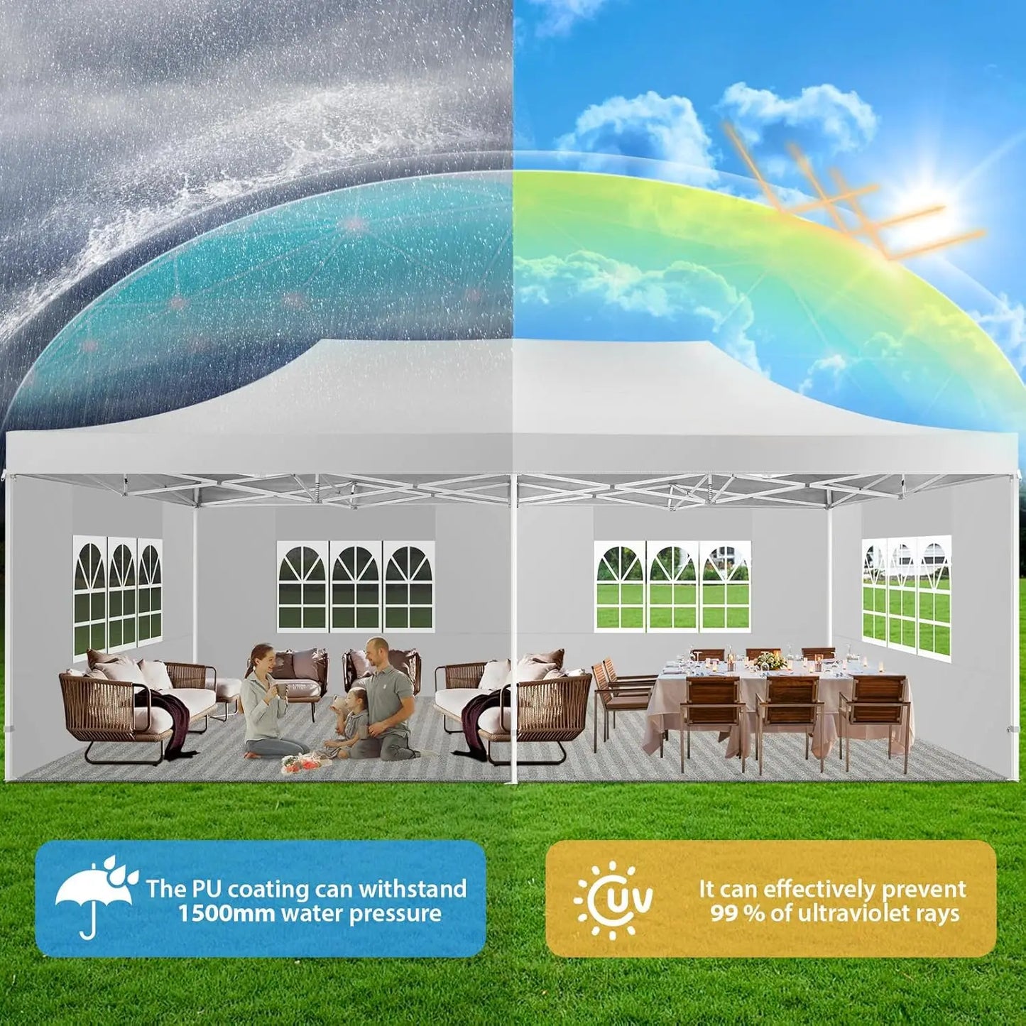 13x26 Pop up Tent Heavy Duty Canopy with 6 Sidewalls All Season