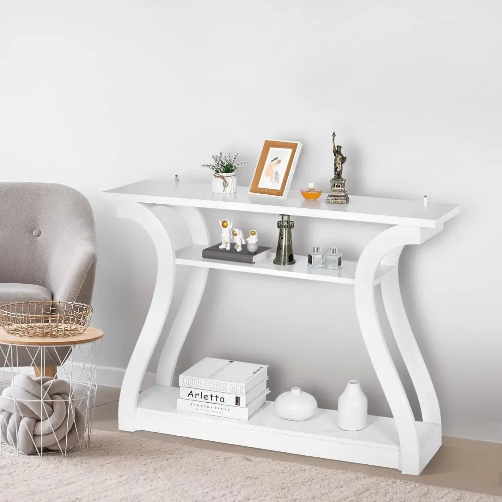 Console Table with 3 Tier Storage Shelves