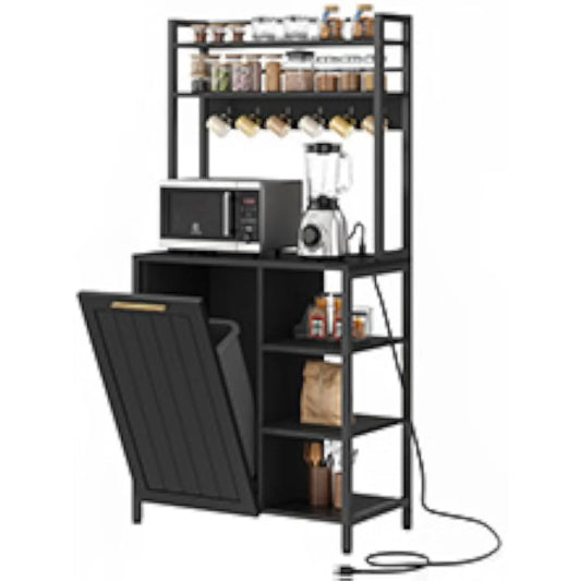 Mini Fridge Stand with Trash Can