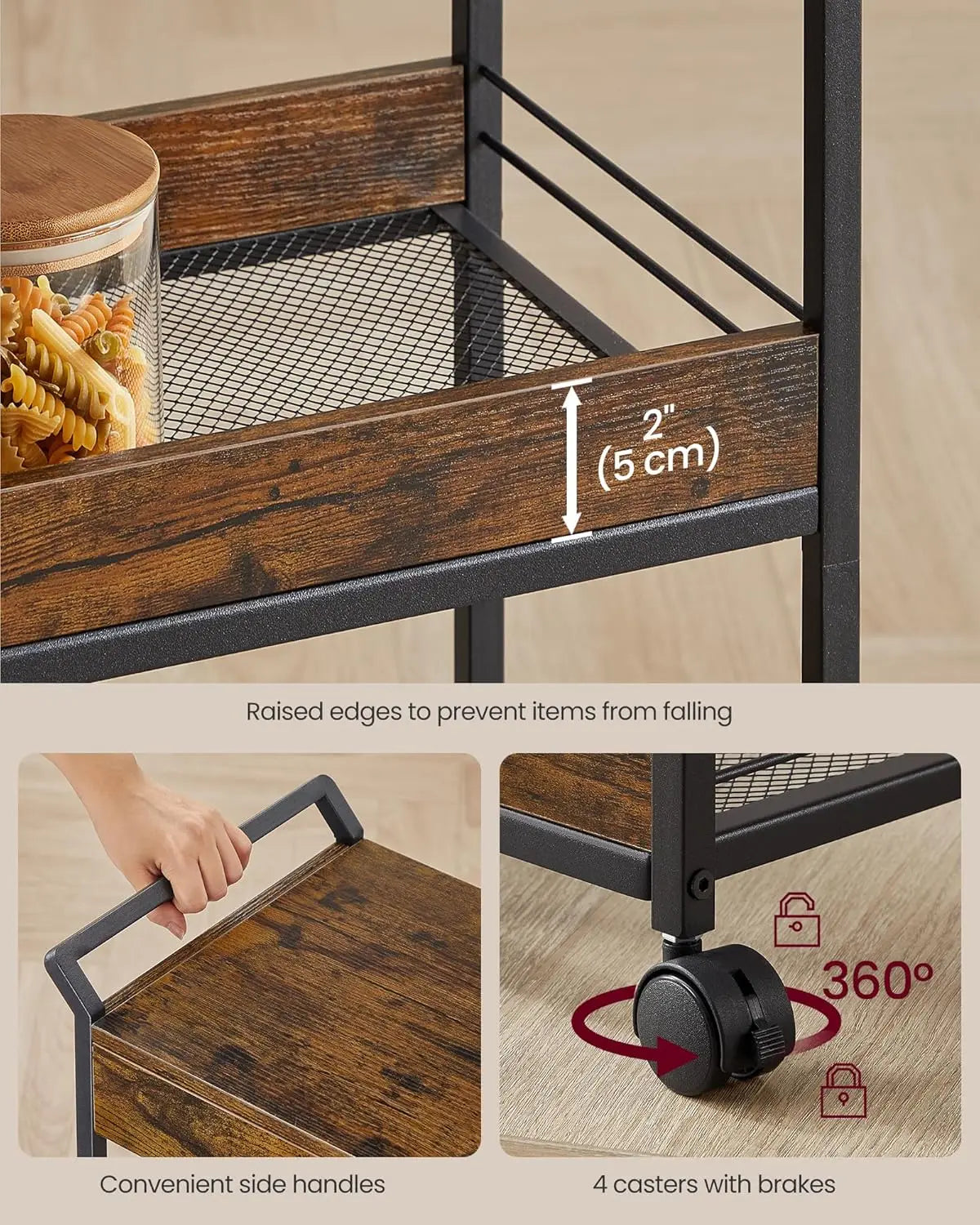 Rolling Utility Cart with Table Top Handles