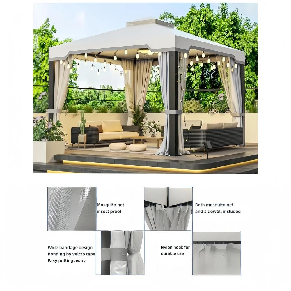 Heavy Duty Garden Gazebo with Mosquito Netting,o
