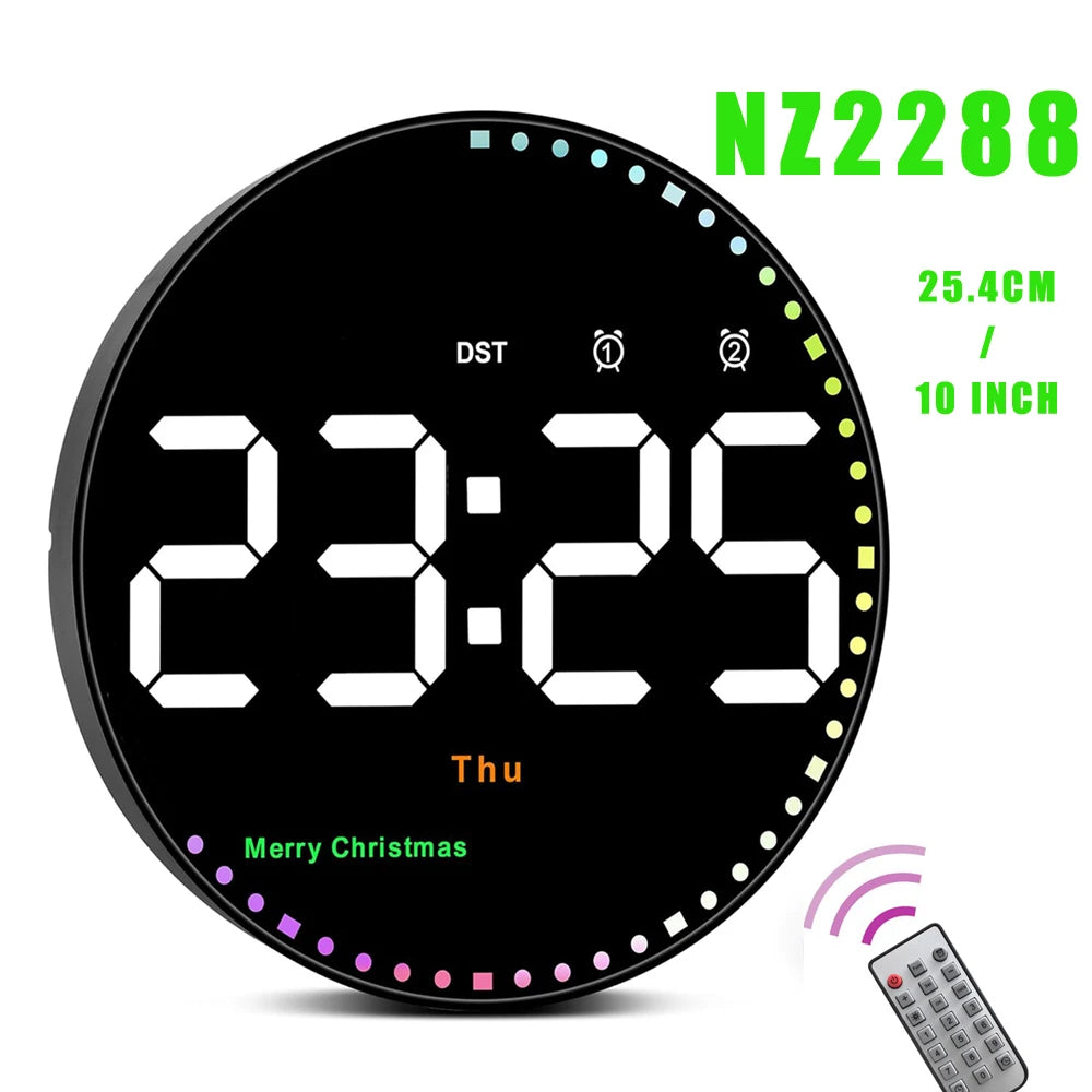 Remote Control 10 inch Colorful Led Wall Calendar Clock