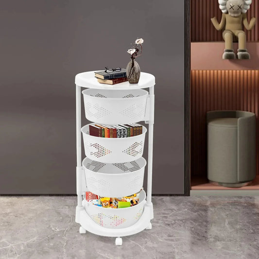 White Storage Basket with Wheels
