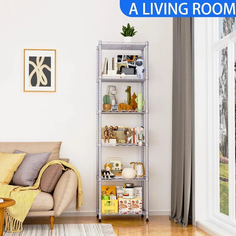 6 Wire Shelving Steel Storage Rack Adjustable