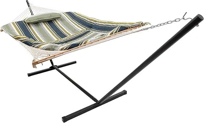 Double Outdoor Hammock with 12FT Steel Stand, 2 Persons