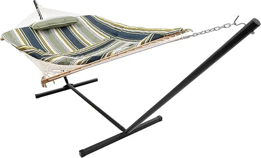 Double Outdoor Hammock with 12FT Steel Stand, 2 Persons