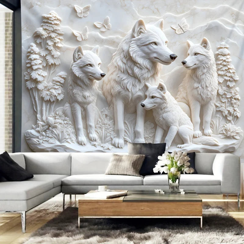 Harmonious Wolves 3D Wall Hanging Tapestry